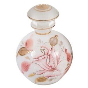 VTG Irving W. Irice Bottle | Pink Floral Gold Gilt Stopper Vanity EMPTY